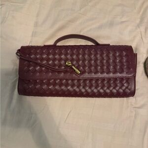 Elegant Woven Burgundy Clutch